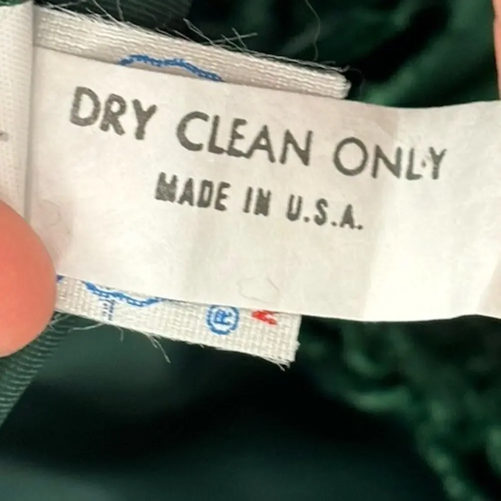 Vintage Dress Womens 8 Green Velvet Union Made Bow Back Maxi Length Holiday - Picture 7 of 16